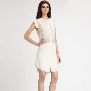 T by Alexander Wang Semi-Sheer Silk Shirt Dress